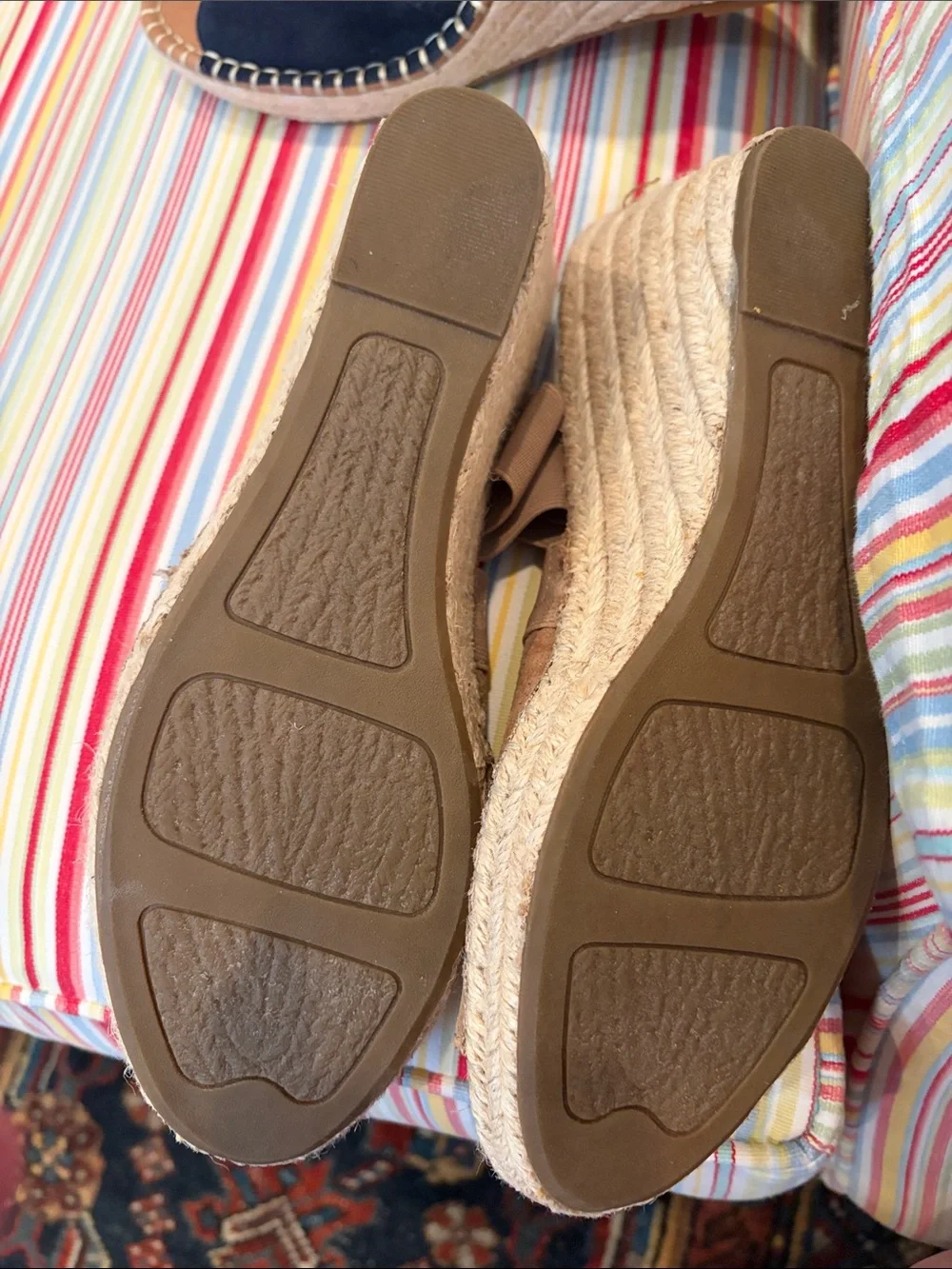 White Mountain Tan Elastic Slip-On Espadrille Slides